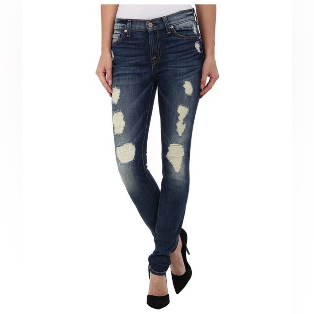 7 For All Mankind The Skinny Jeans w Super Destroy | Destroyed Deep Indigo | 26